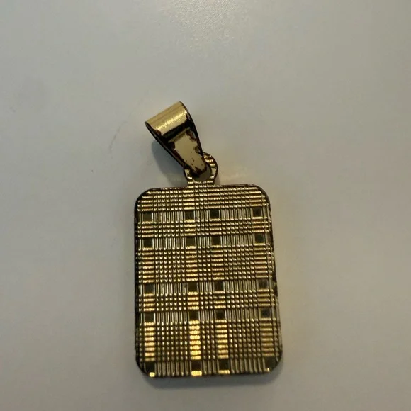 Gold Initial 'S' Rectangular Pendant Necklace - Picture 2 of 2